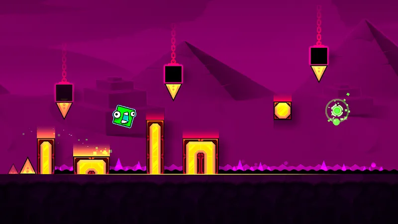 Geometry Dash SubZero purple level with yellow pillars and orbs