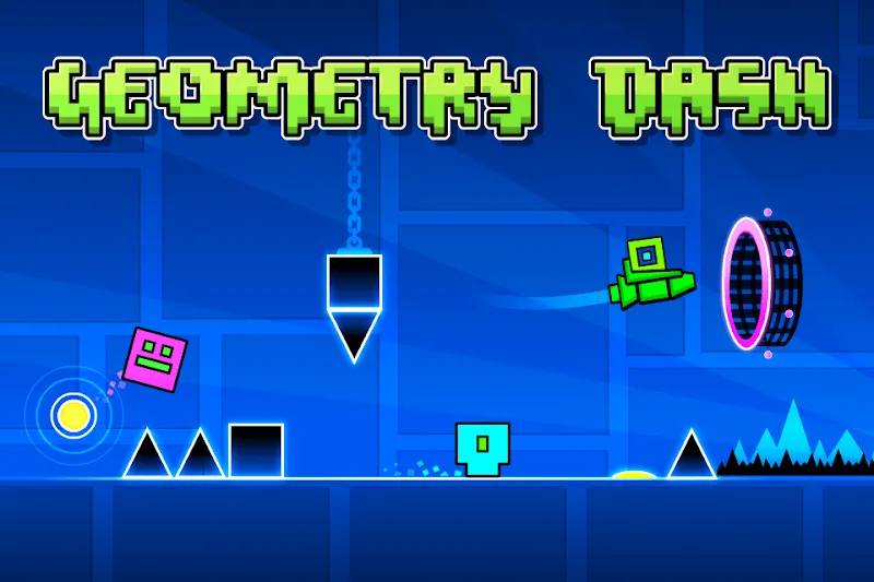 Geometry Dash blue level gameplay with cube and ship