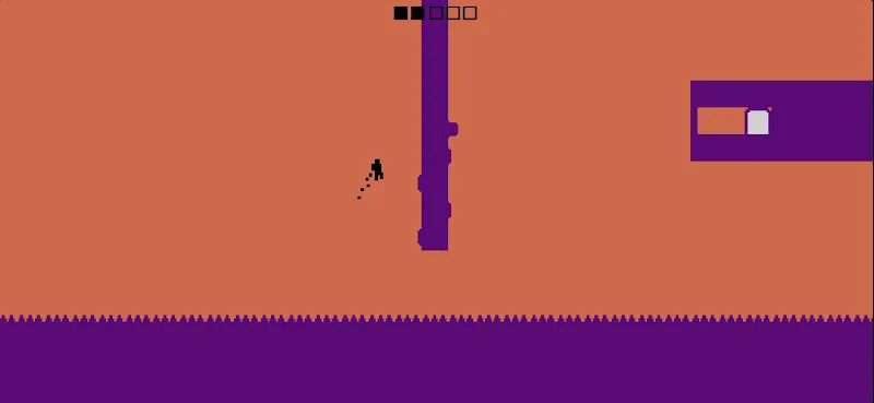 Level Devil orange level with purple spike floor and a moving pillar
